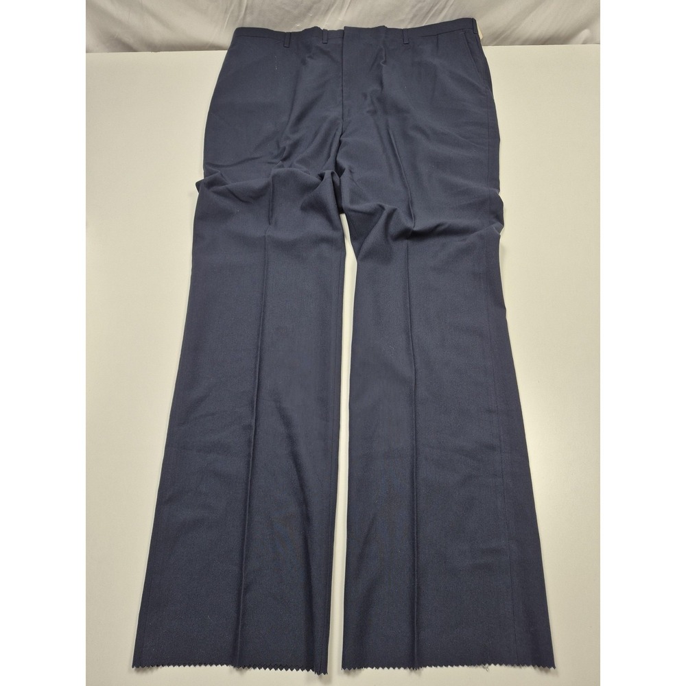 Racquet Club Dress Pants Mens 46x36 Blue Wool Polyester Flat Front Unhemmed NWT